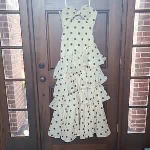 Polka Dot Ruffle Formal Strapless Dress